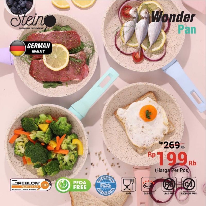 WONDERPAN FRY PAN 20 CM STEINCOOKWARE STEIN ORIGINAL PENGGORENGAN WAJAN GRANITE ANTI LENGKET ANTI GORES WONDER PAN SEHAT AMAN TIDAK KELUPAS