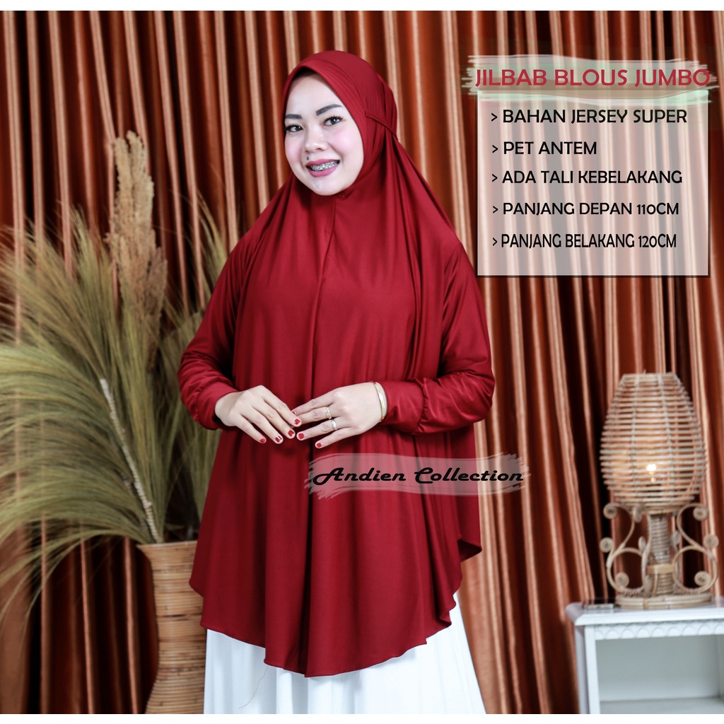 jilbab jumbo/kerudung blouse/ bahan jersey/ ayumi jilbab (By: andien collection)