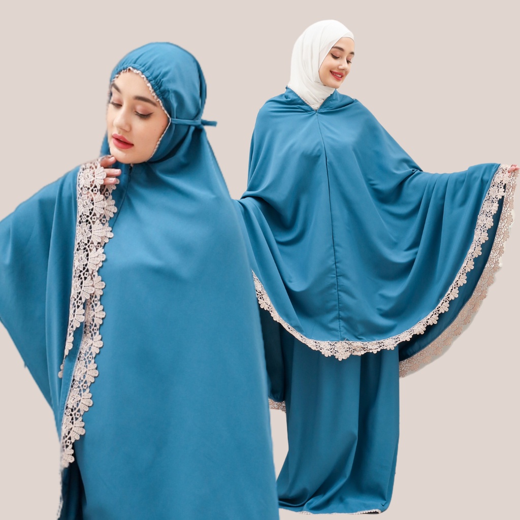 Mukena Dewasa 2in1 Elegan Luna Renda Mewah Tas Traveling Kekinian Katun