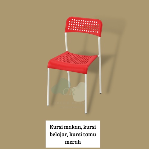 Kursi teras minimlais/ kursi tamu/kursi makan/ kursi belajar/ kursi kerja, merah/putih