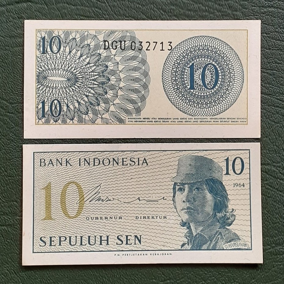 Uang kertas kuno 10 Sen seri sukarelawan tahun 1964