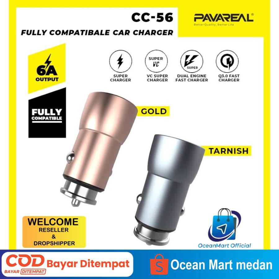 Pavareal Car Charger Mobil PA-CC56 USB QC 3.0 65Watt 6A Fast Charging OCEANMART OCEAN MART Aksesoris Mobil Murah Grosir