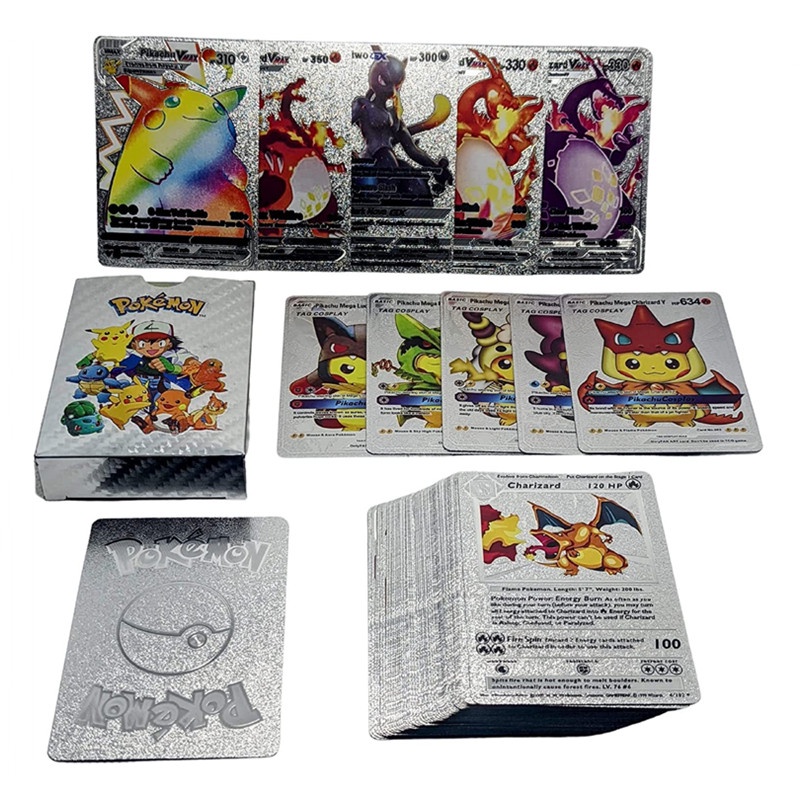 54pcs / 36 / 18PCS Kartu Pokemon Black Gold Silver Pok Mon Charizard Versi Inggris Untuk Koleksi Anak