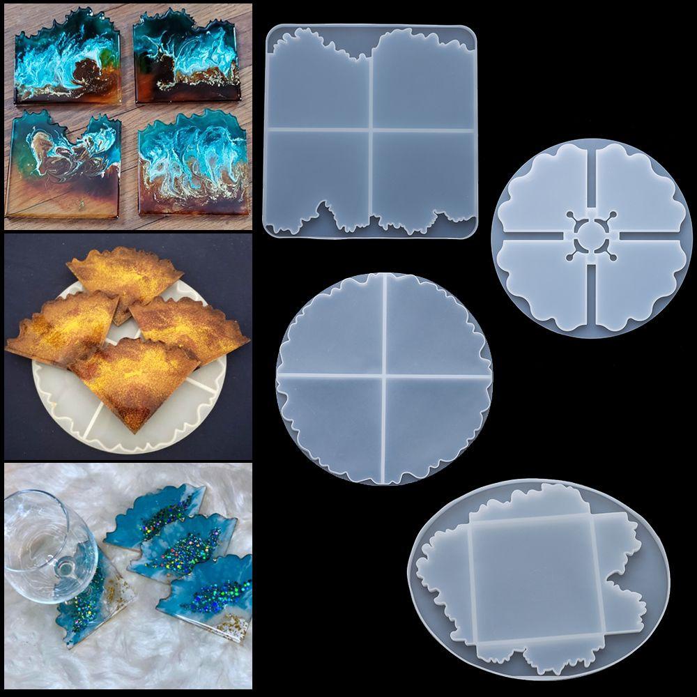 Solighter Resin Coaster Cetakan Baru Geode Coaster Mold Epoxy Tatakan Gelas Tidak Teratur