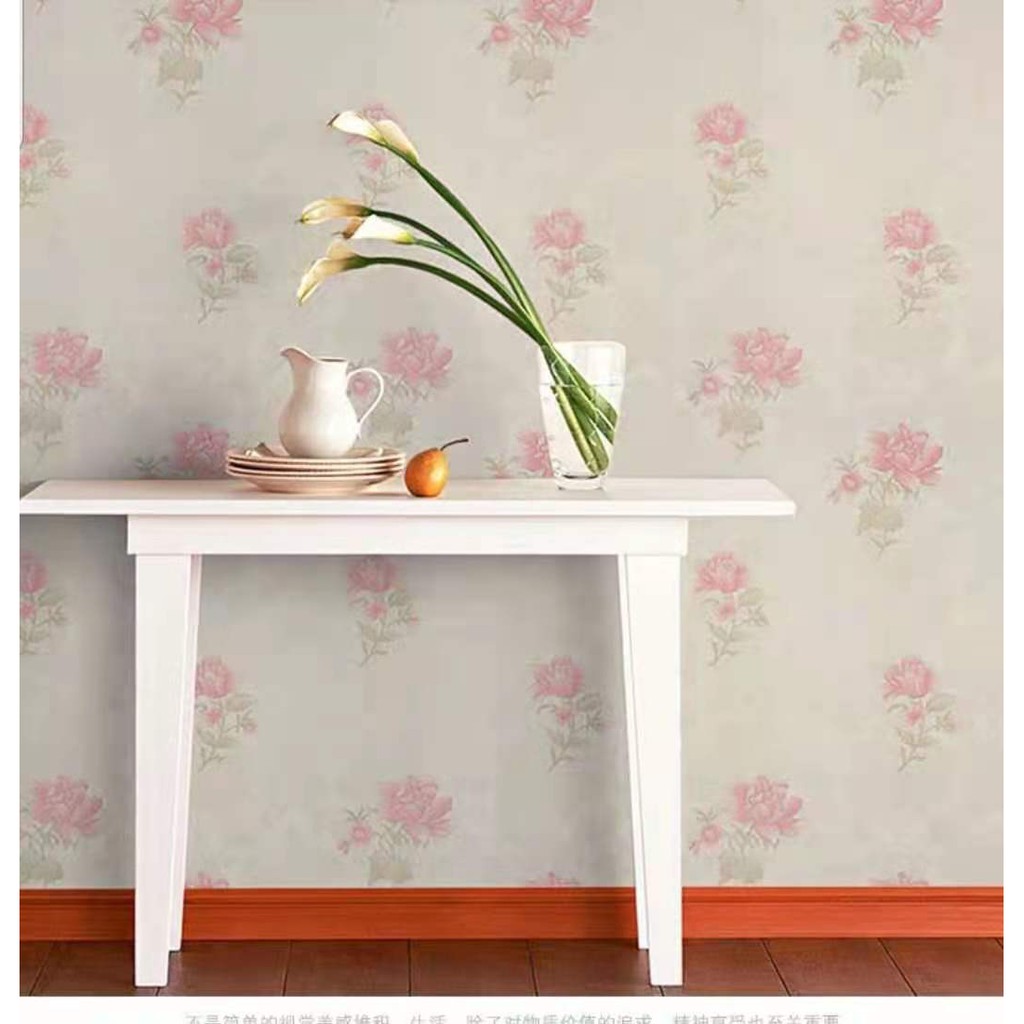 Wallpaper Sticker Dinding Mawar Pink 45cmx10m