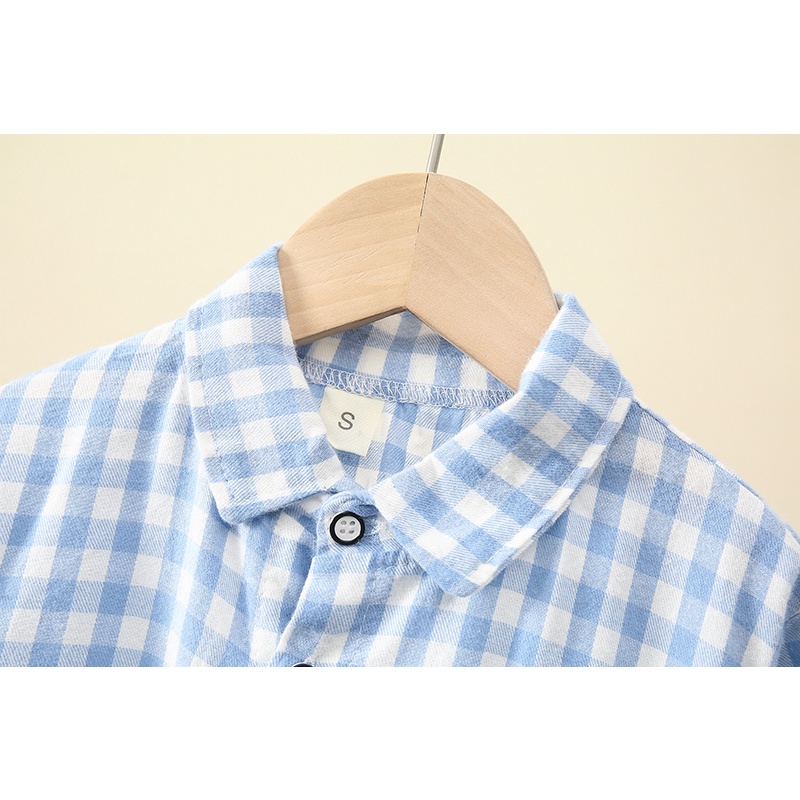  setelan kemeja kotak celana panjang fashion import anak laki laki model korea impor grosir-5