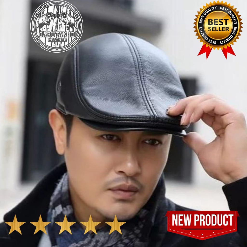 TOPI PET KULIT ASLI GARUT/TOPI SENIMAN MURAH MERIAH KUALITAS MEWAH TOPI PRIA KEREN GAGAH KULIT ASLI 