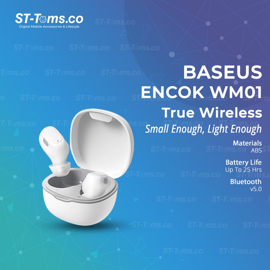 Baseus Encok Earphone Headset Wireless Bluetooth TWS WM01 Mini
