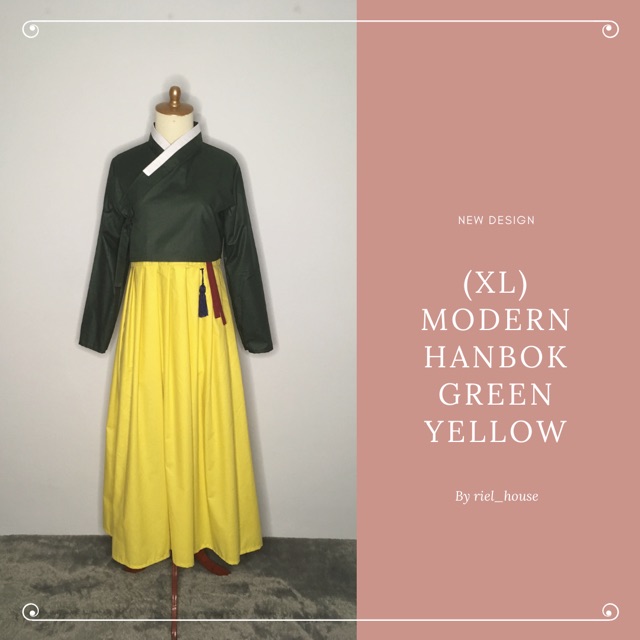 (XL) Modern Hanbok Green Yellow FREE NORIGAE