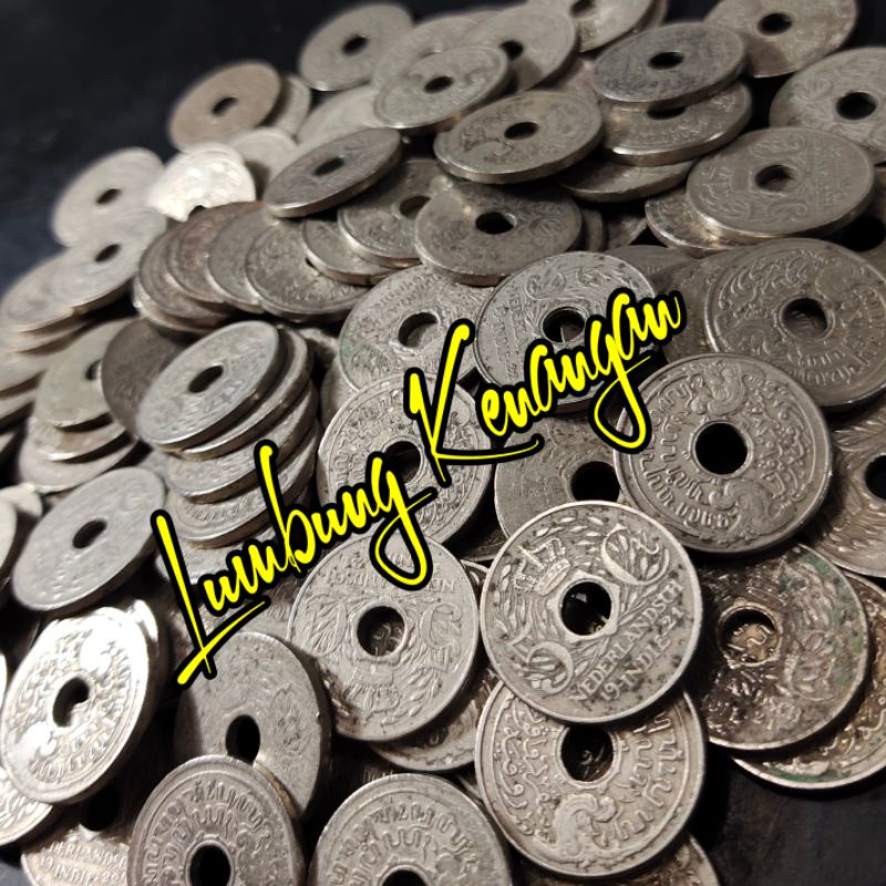 uang kuno 5 sen Bolong, koin 5 cent nederland indie