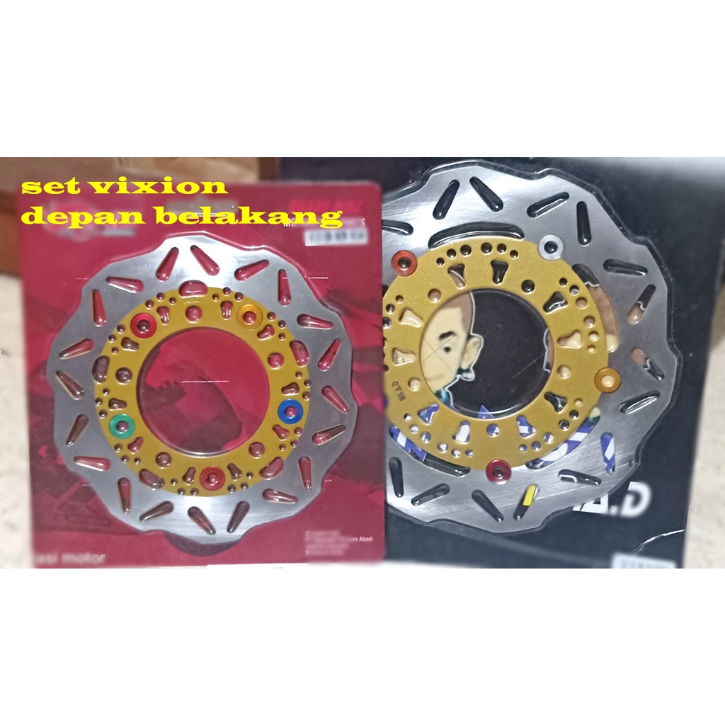 Piringan cakram depan dan belakang Vixion new nvl nva VIXION NEW LIGHTING /VIXION NEW ADVANCE/VIXION R 150CC CAKRAM SET DEPAN BELAKANG VIXION NEW 150CC