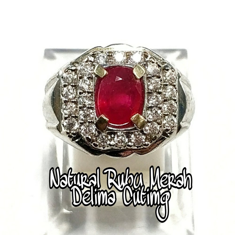 CINCIN BATU AKIK PERMATA NATURAL RUBY MERAH DELIMA CUTING