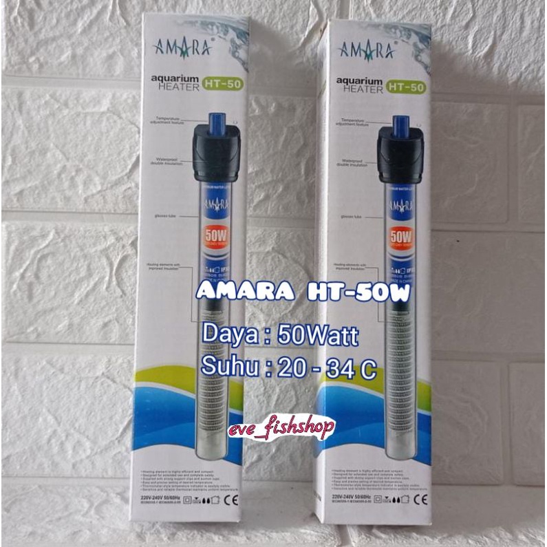 Amara Aquarium Heater HT-50 50 watt Pemanas Air HT50