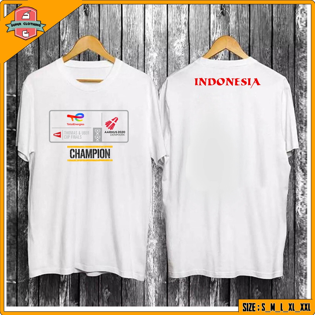 KAOS BADMINTON BWF INDONESIA CHAMPION - T-SHIRT BADMINTON INDONESIA - LOGO BWF THOMAS CUP DEPAN