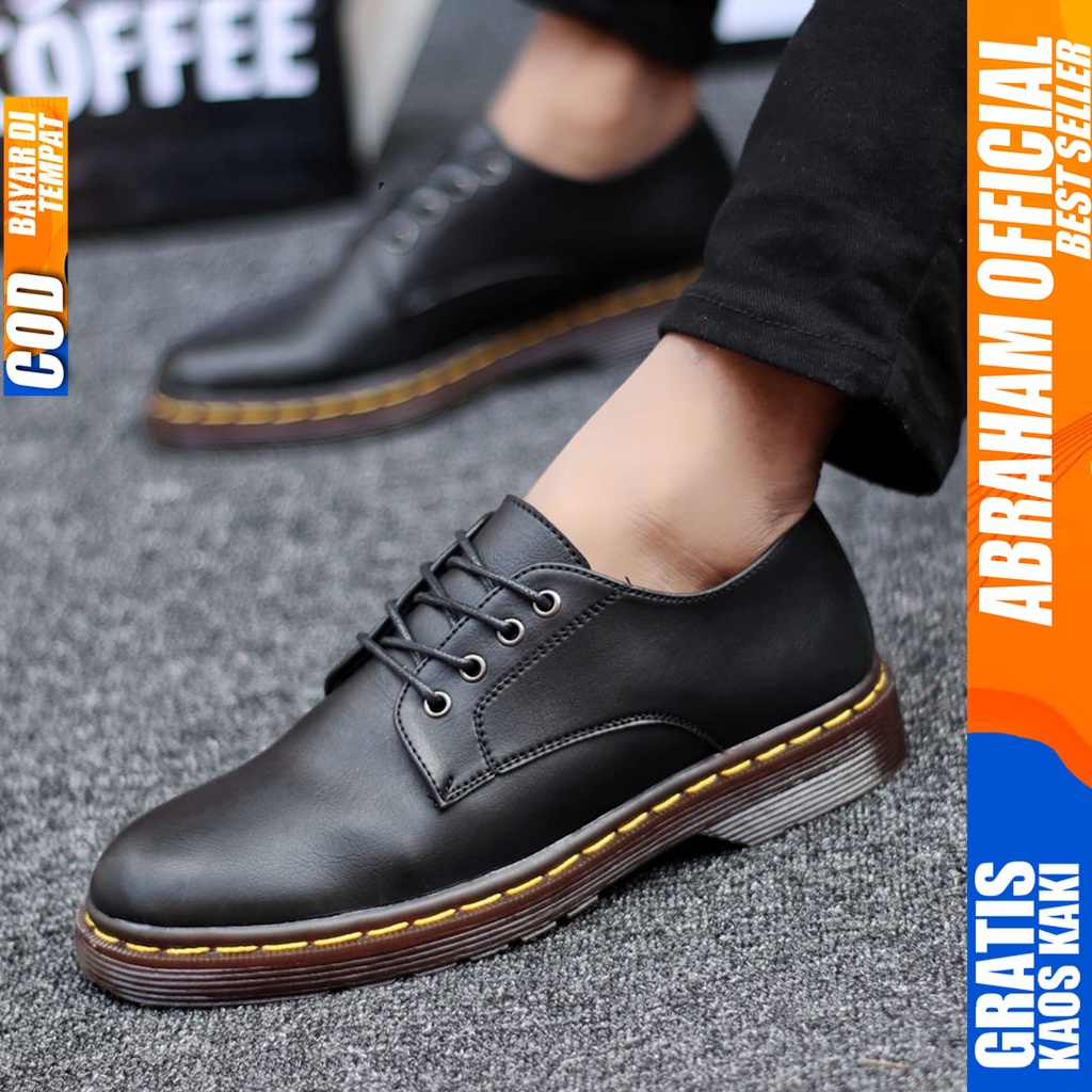 Abraham Matto - Sepatu Boots Pantofel Pria Low Boot Docmart Hitam