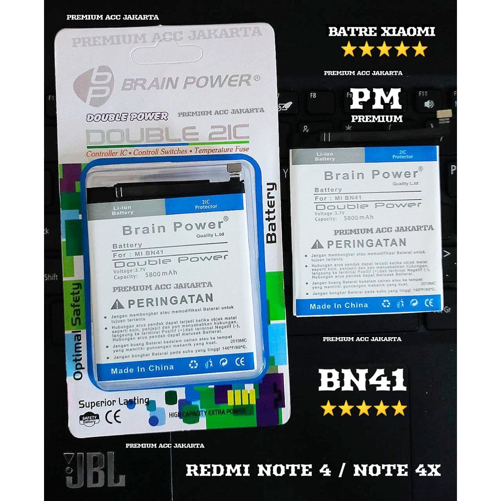 Baterai Battery Batre XIAOMI REDMI NOTE 4 BN41 NOTE 4X BRAIN POWER DOUBLE POWER BN 41 BN-41