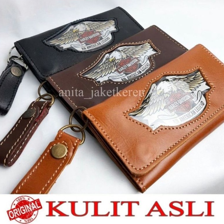 Dompet kulit asli untuk para bikers dompet kulit model panjang dompet pria terbaru