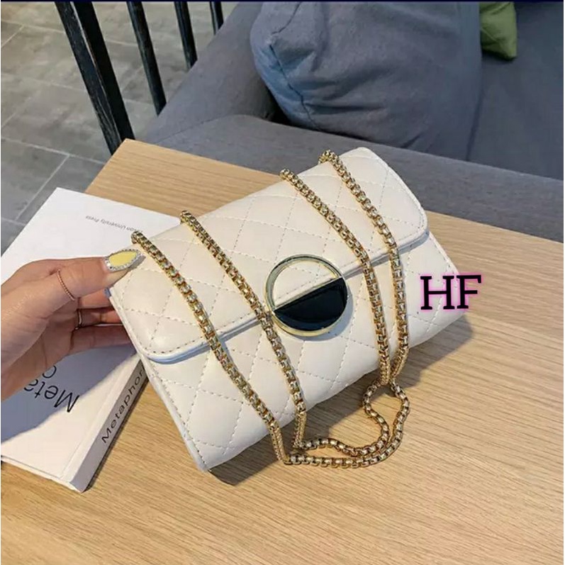 HF FT 02 - Tas Selempang Wanita modern kunci kramic bulat