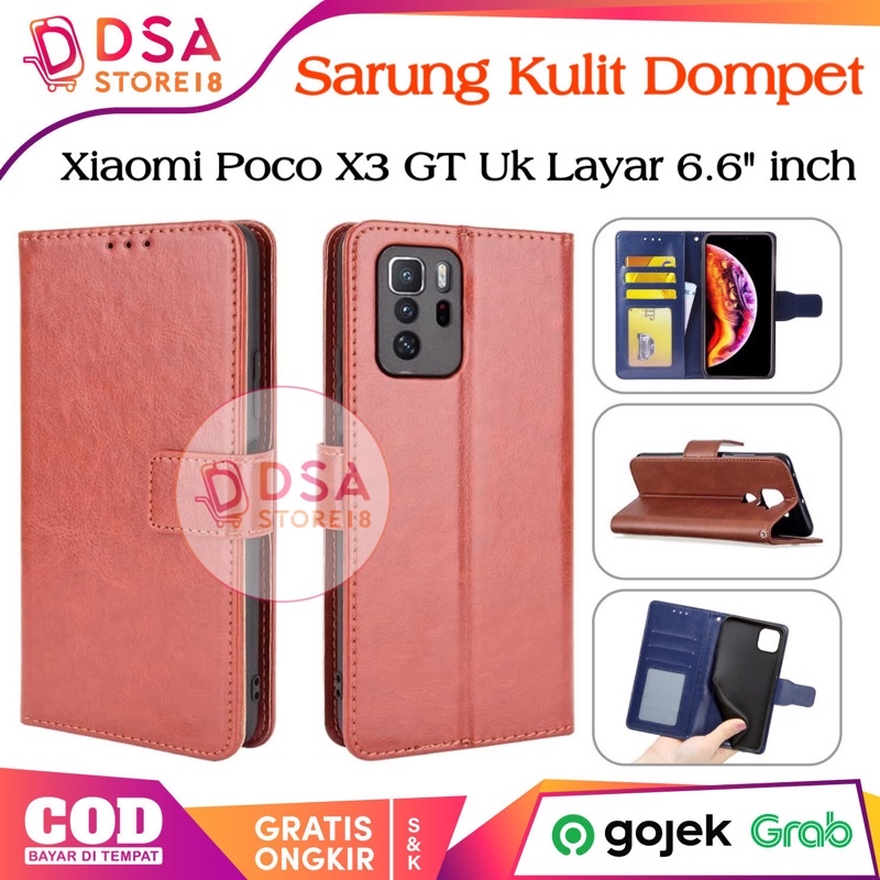 Poco X3 GT / Case Poco X3 GT / Leather Case Flip Cover Wallet Dompet Hp Casing Kulit
