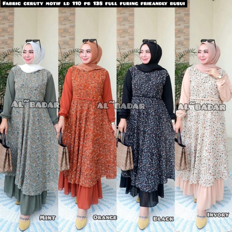 GAMIS DEWASA, GAMIS CERUTY BABYDOLL, GAMIS 2 LAYER MOTIF KOMBINASI