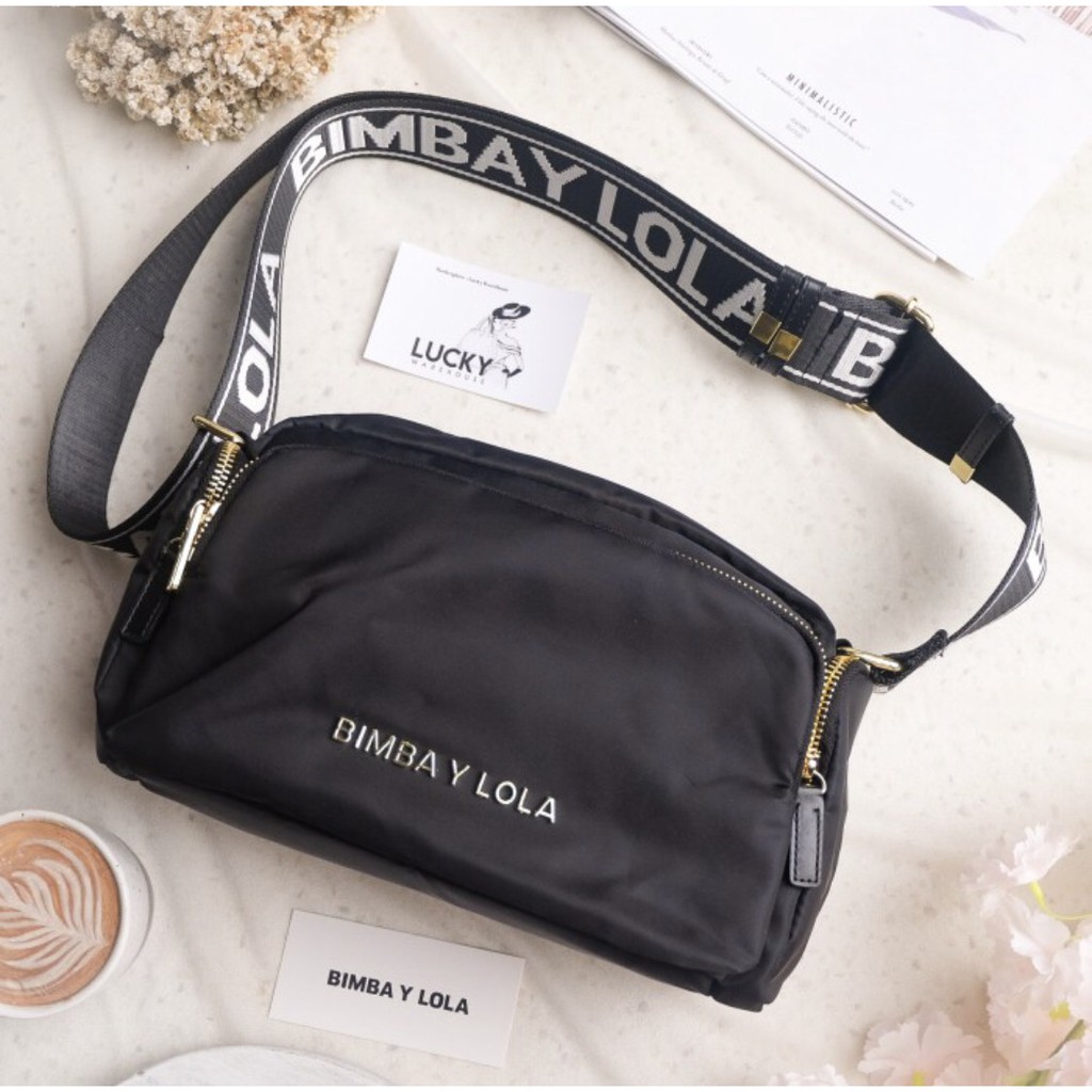 Bimba Y Lola Nylon Zip Crossbody Black - ORIGINAL 1000%