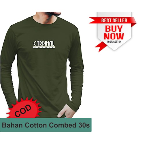 Kaos Pria Distro Lengan Panjang Army Cotton
