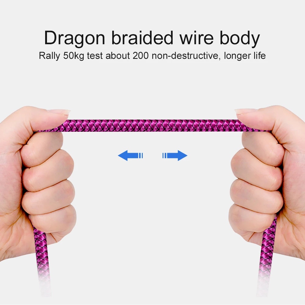 1/2/3M 2.4A Micro USB Nylon-Braided Fast Charger Cord USB Date Cable