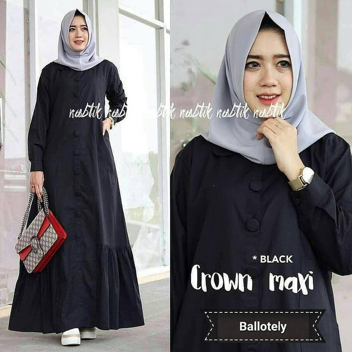 Gamis Polos Premium Jumbo MURAH KEKINIAN Fashion Dewasa Pakaian J0E7 Premium Hitam Ceruty Original
