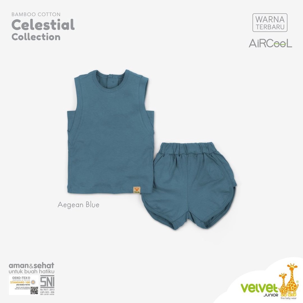 Velvet Junior Bamboo Polos Stelan Baju Kutung Sport Earth Color Setelan Sleeveless Celestial Collection EARTH COLOR