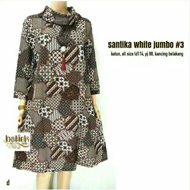 Tunik Santika White Jumbo 3 Batik Seragam Kantor Kerja Modern Tunic Batik Ld 120 Xxxl Big Size Besar