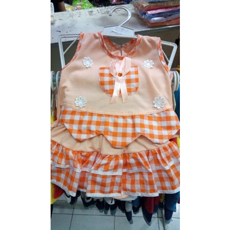 Popi setelan dress singlet rok celana saku pita bayi perempuan cewek