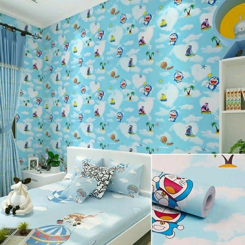 Wallpaper Sticker Dinding Doraemon Pantai 10mx45cm