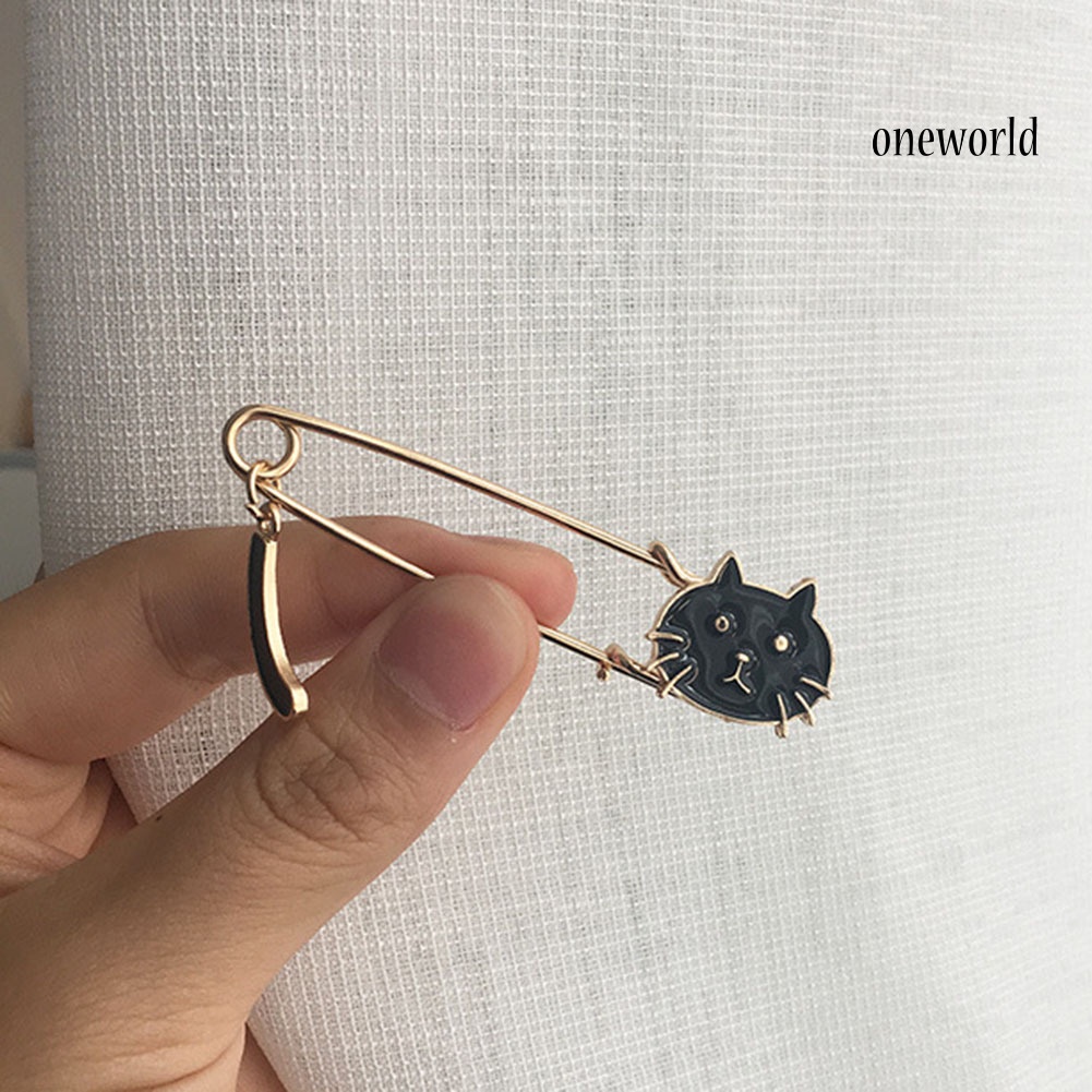 OW@ Cute Enamel Cat Brooch Pin Women Shawl Cardigan Shirt Clip Decor Jewelry Gift