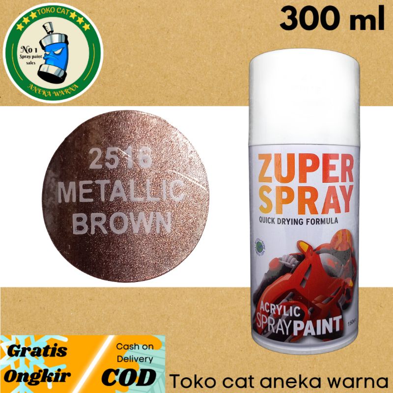 cat semprot 300cc metallic metalik brown coklat zuper spray produk dari rj london spray paint pilok pilox