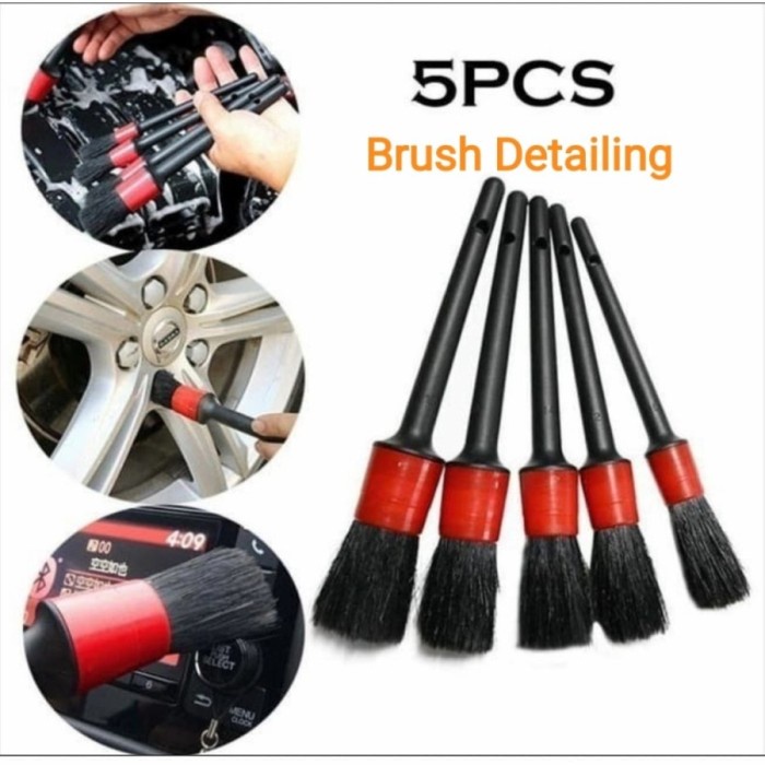 Brush Detailing Set 5 in 1 Kuas Sikat Multifungsi Poles Pembersih Interior Eksterior Detail Mobil