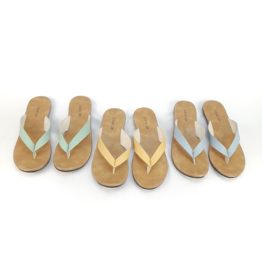 Sandal Wanita Flat Jepit Terbaru Kulit Sintetis Sol Karet Anti Licin Motif Jepit Warna Kekinian - Moana