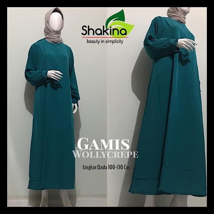 Gamis Shakina Crepe Wollycrepe Polos - Xl, Biru Elektrik