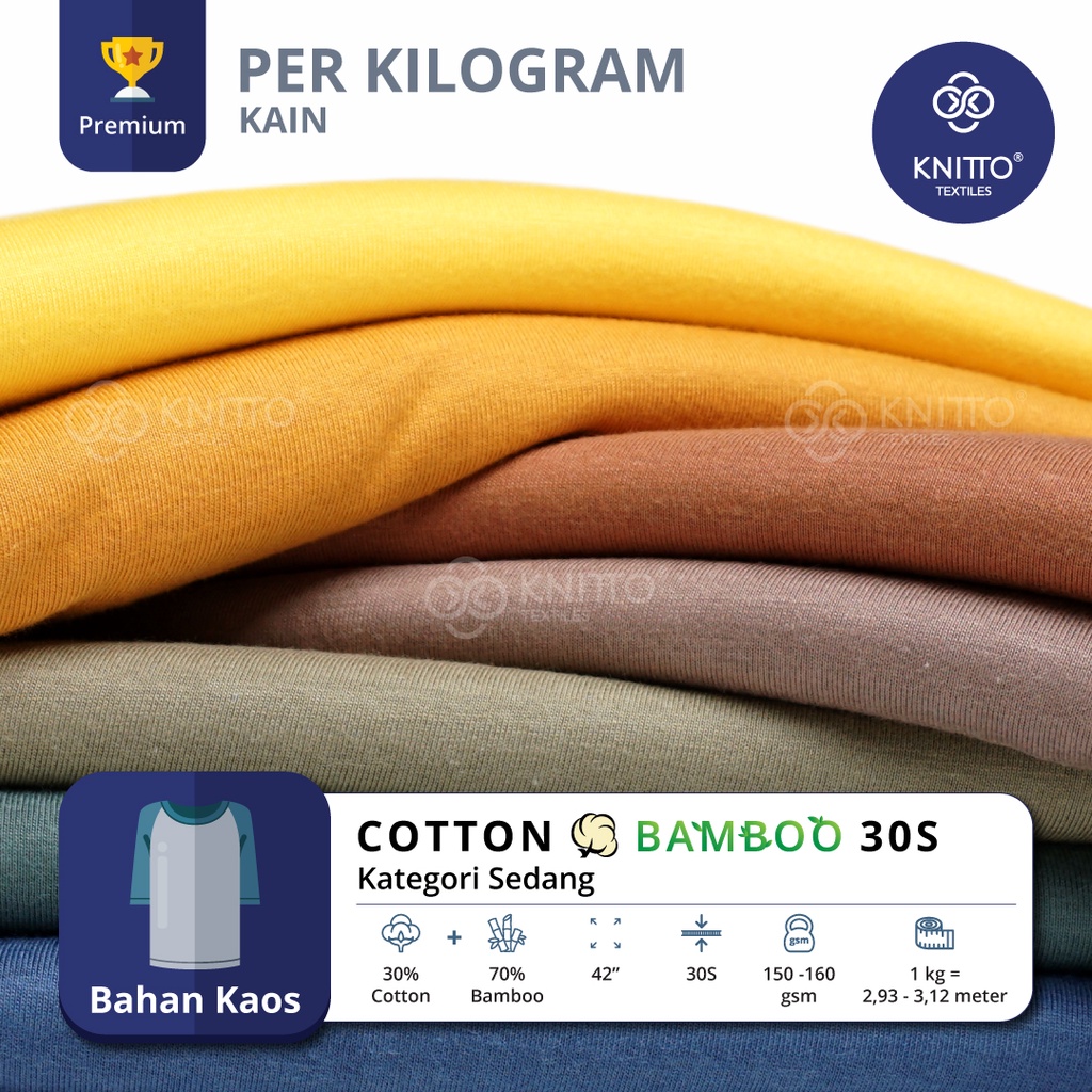 KAIN KAOS COTTON BAMBOO 30S KATEGORI WARNA SEDANG ( BAHAN KAOS ) - KNITTO