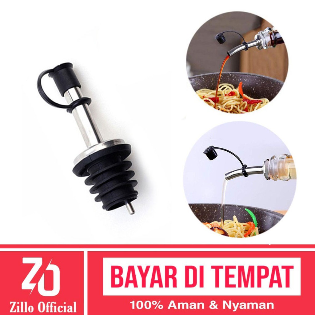 ZILLO Pourer Penutup Botol Serbaguna Minyak Penutup Botol Sirup Tutup Botol Kecap Stainless Steel