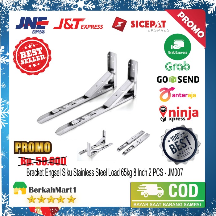 Bracket Engsel Siku Meja Lipat Dinding Stainless 65kg - 14 Inch 2 PCS