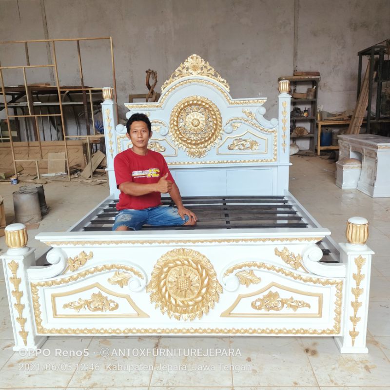 dipan gong kayu jati mebel Jepara/tempat tidur gong Ukiran kayu jati furniture Jepara