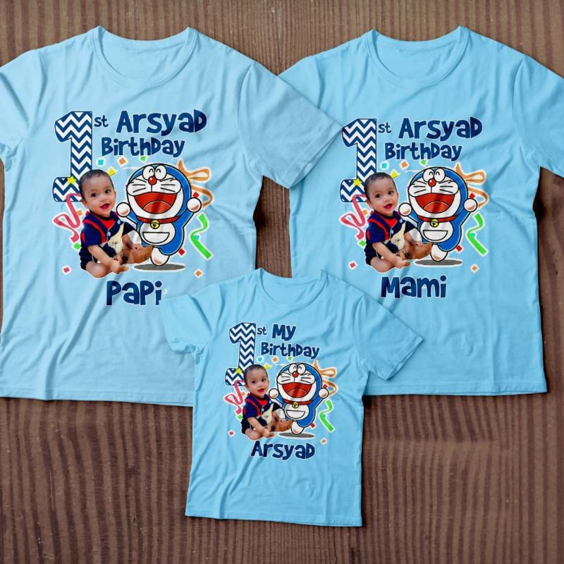 kaos ultah anak cowo | kaos ulang tahun | kado ulang tahun | kaos doraemon | kaos animal | kaos cocm