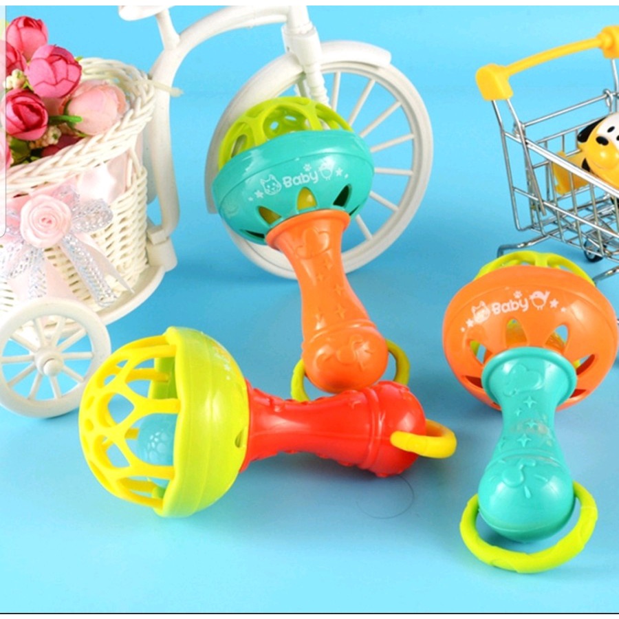 MAINAN KERINCINGAN - TEETHER RATTLE STICK SINGLE BOLA GIGITAN BAYI - KDG - BC