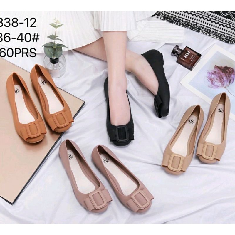 Sepatu Flat Pita FELISHA Import 838-12 / JellyShoes Wanita Import