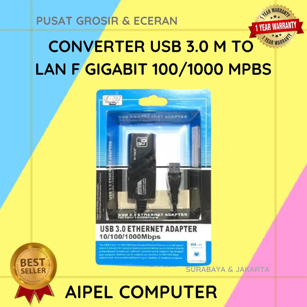 LAN3 | CONVERTER USB 3.0 MALE TO LAN FEMALE GIGABIT 100/1000 MPBS