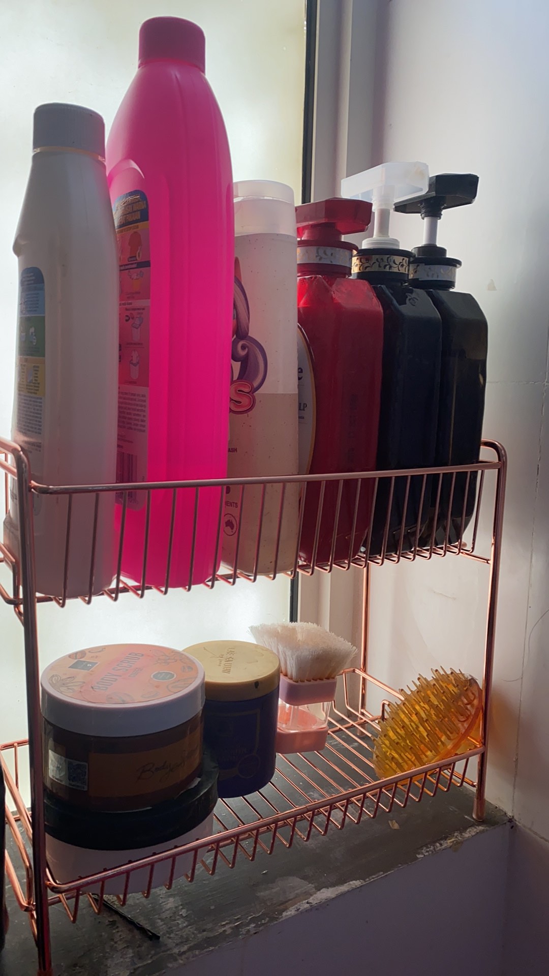 Rak Susun Rosegold Tingkat Serbaguna Peralatan Dapur Kosmetik Makeup Skincare Kamar Mandi Dua Lapis