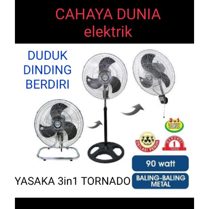 KIPAS ANGIN BERDIRI atau STAND FAN TORNADO YASAKA 3in1 18in BESI