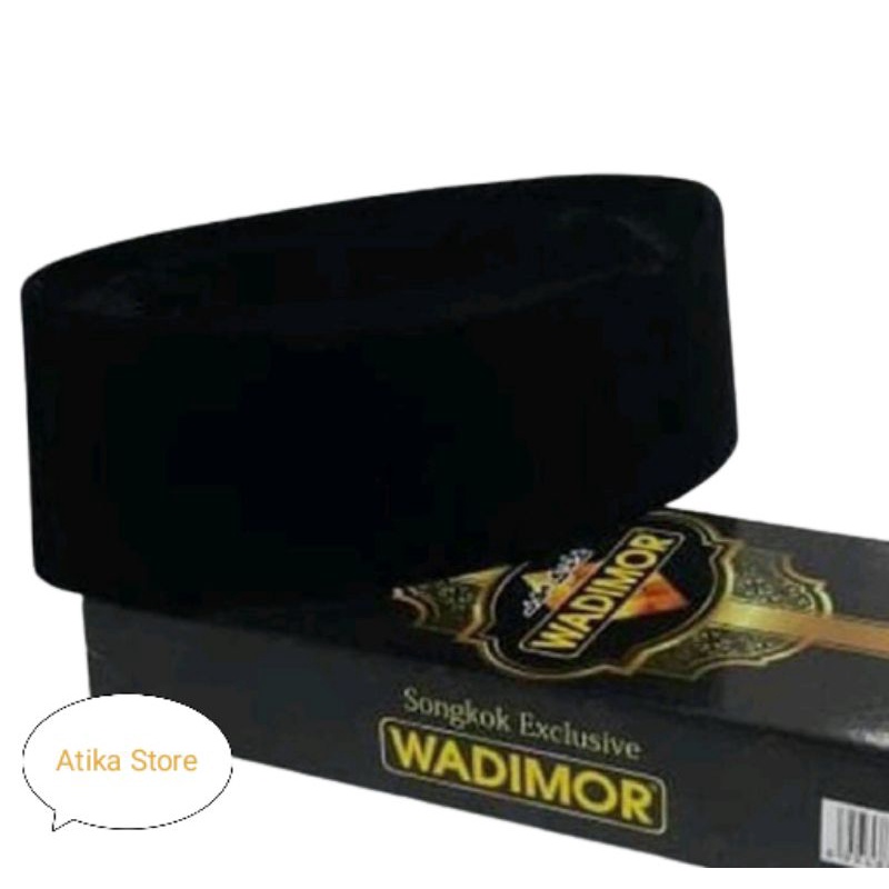 Wadimor Peci Hitam Polos AC/Wadimor Songkok Hitam Exclusive /Kopiah Kopeah Wadimor Polos AC /Standar Non AC Original Tinggi 9