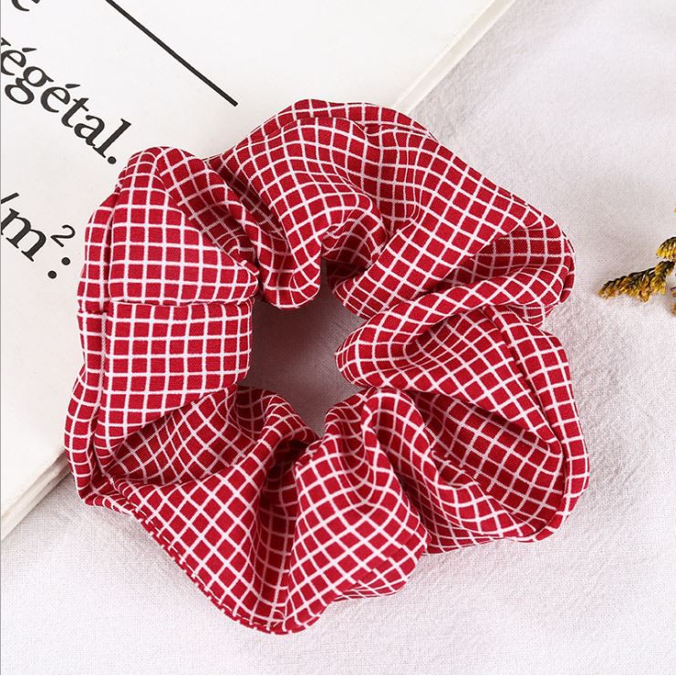 GO ONLINE Scrunchie Pola Kotak - Kunciran Ikat Rambut Korea Cepol Hijab / Jilbab [ Gratis Ongkir / Cod ]