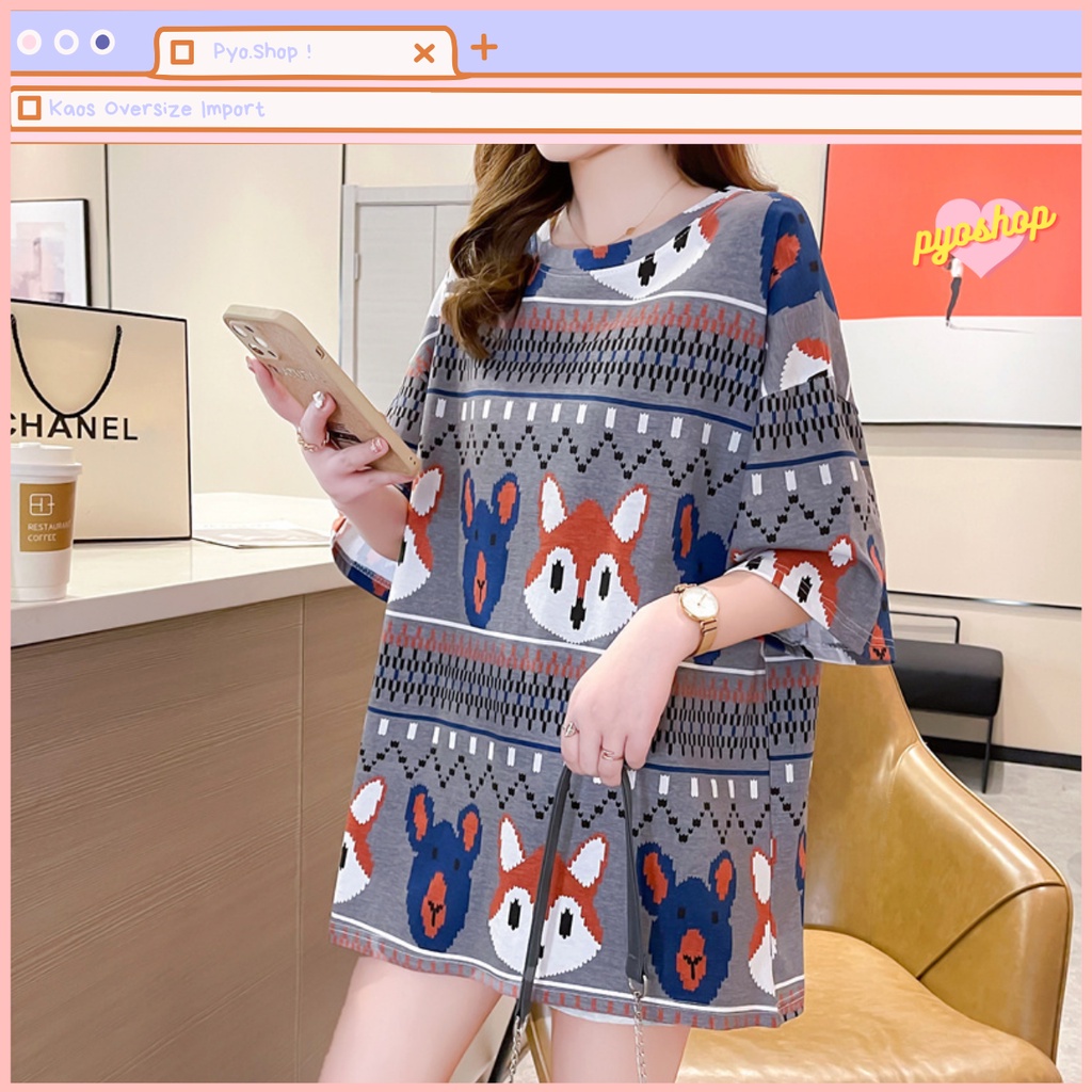 Oversize Tee Tshirt Kaos Import Longgar Motif RUBAH GAME